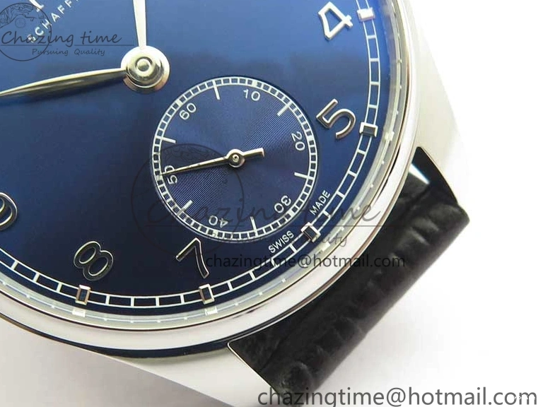 MIROTIME 0112 TimelessDesign Portuguese IW358304 ZF 1:1 Best Edition SS Blue Dial on Leather Strap A 7078